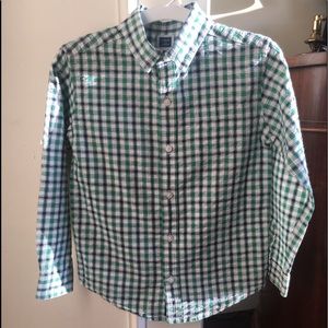 Janie and jack button down cotton plaid shirt